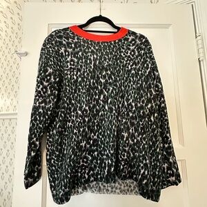 Chic Leopard Print Sweater with Red Trim by Equipment